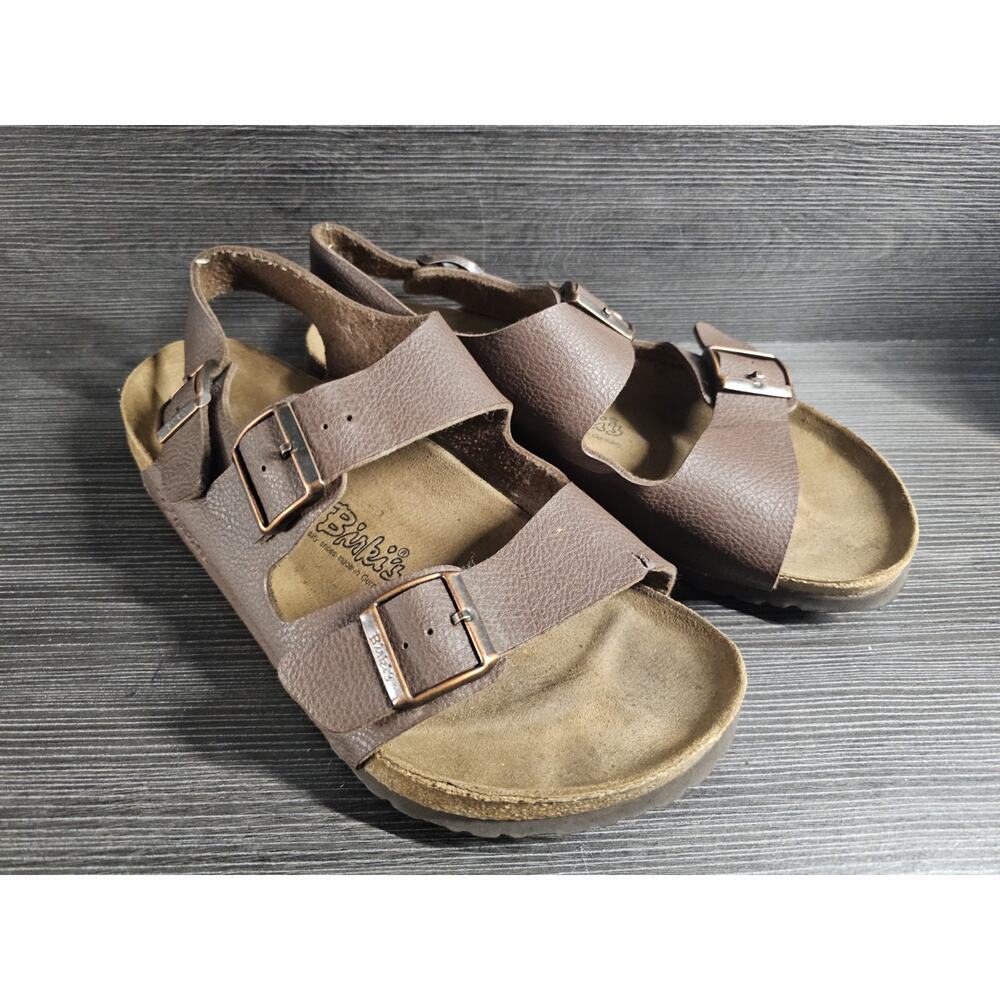 Birkenstock Milano Leather Men's Size 11 US 44 EU Dark Brown Sandal Soft Footbed